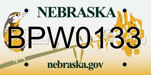 BPW0133 Nebraska License Plate