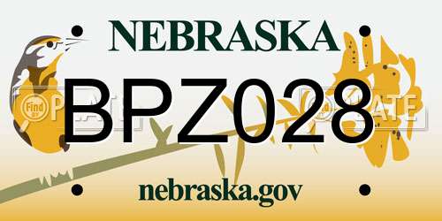 BPZ028 Nebraska License Plate