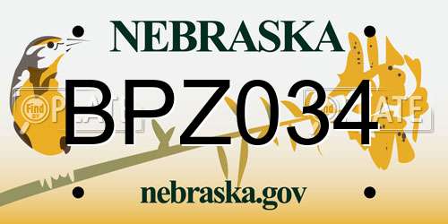 BPZ034 Nebraska License Plate