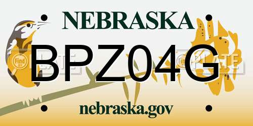 BPZ04G Nebraska License Plate