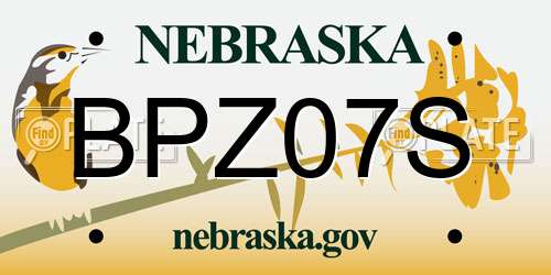 BPZ07S Nebraska License Plate