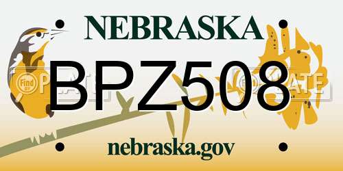 BPZ508 Nebraska License Plate