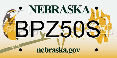 BPZ50S Nebraska License Plate