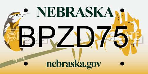BPZD75 Nebraska License Plate