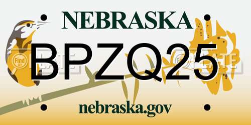 BPZQ25 Nebraska License Plate