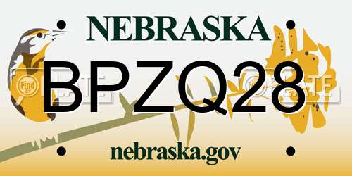 BPZQ28 Nebraska License Plate