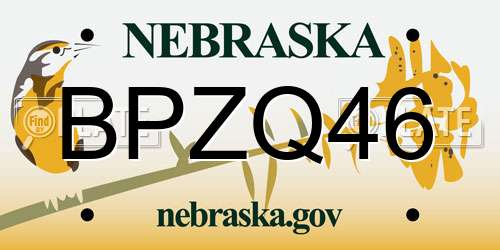 BPZQ46 Nebraska License Plate