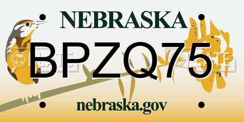 BPZQ75 Nebraska License Plate