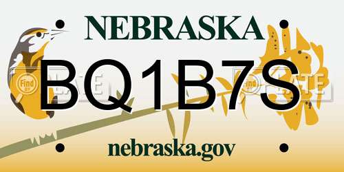 BQ1B7S Nebraska License Plate