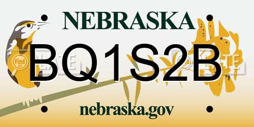 BQ1S2B Nebraska License Plate