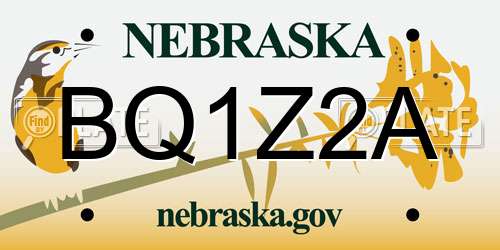 BQ1Z2A Nebraska License Plate
