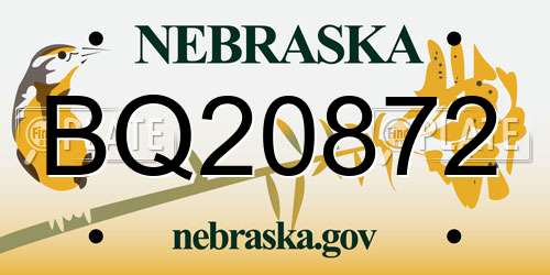 BQ20872 Nebraska License Plate
