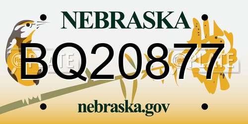 BQ20877 Nebraska License Plate