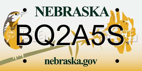 BQ2A5S Nebraska License Plate