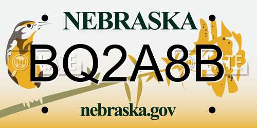 BQ2A8B Nebraska License Plate