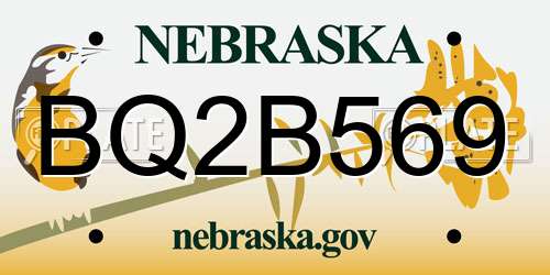 BQ2B569 Nebraska License Plate