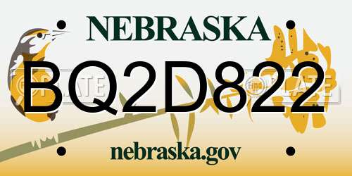 BQ2D822 Nebraska License Plate