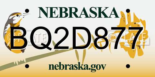 BQ2D877 Nebraska License Plate