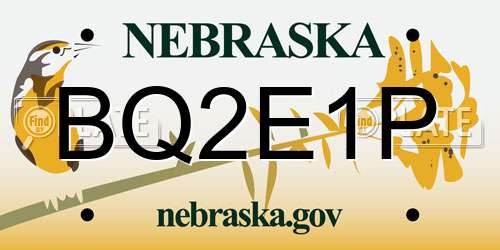 BQ2E1P Nebraska License Plate
