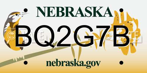 BQ2G7B Nebraska License Plate