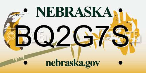 BQ2G7S Nebraska License Plate