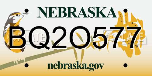 BQ2O577 Nebraska License Plate