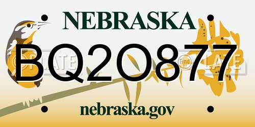 BQ2O877 Nebraska License Plate