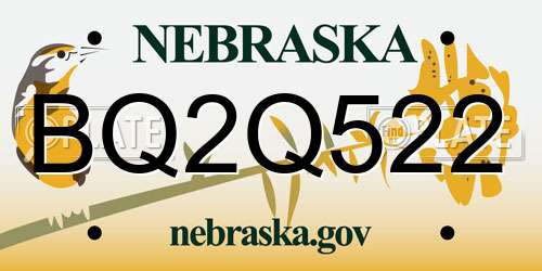 BQ2Q522 Nebraska License Plate