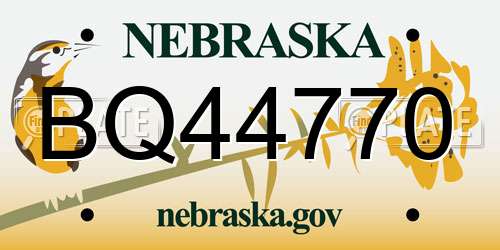 BQ44770 Nebraska License Plate