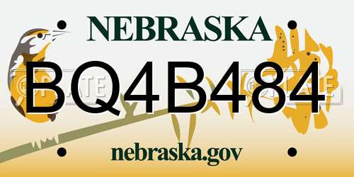 BQ4B484 Nebraska License Plate