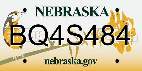 BQ4S484 Nebraska License Plate