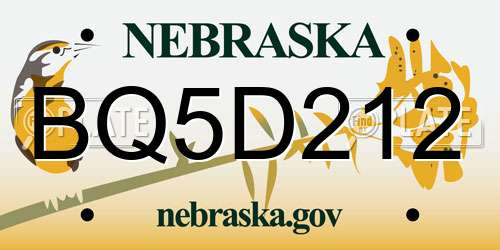 BQ5D212 Nebraska License Plate