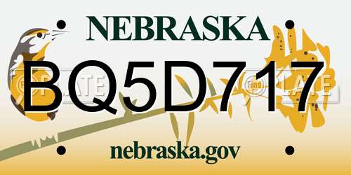 BQ5D717 Nebraska License Plate