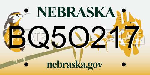 BQ5O217 Nebraska License Plate