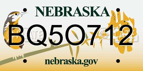 BQ5O712 Nebraska License Plate