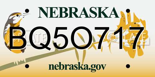 BQ5O717 Nebraska License Plate