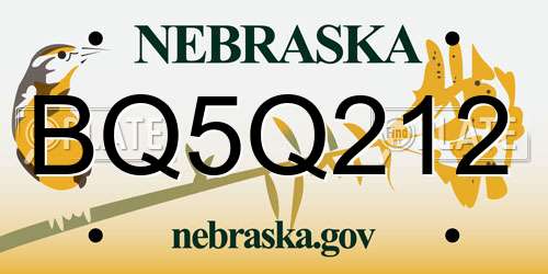 BQ5Q212 Nebraska License Plate
