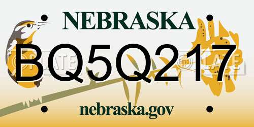 BQ5Q217 Nebraska License Plate