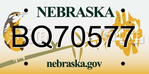 BQ70577 Nebraska License Plate