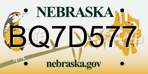 BQ7D577 Nebraska License Plate