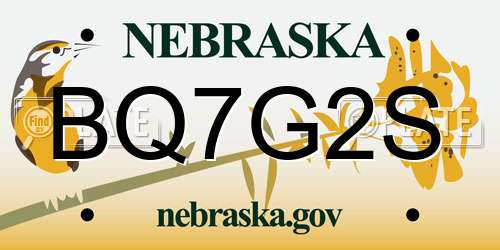 BQ7G2S Nebraska License Plate