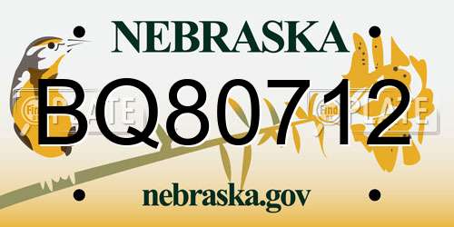 BQ80712 Nebraska License Plate