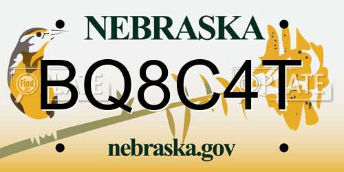 BQ8C4T Nebraska License Plate