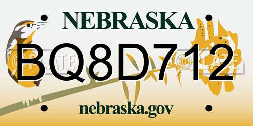 BQ8D712 Nebraska License Plate