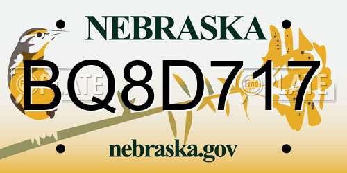 BQ8D717 Nebraska License Plate