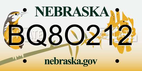 BQ8O212 Nebraska License Plate