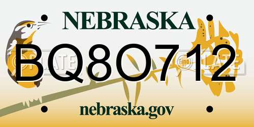 BQ8O712 Nebraska License Plate