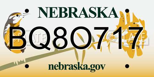 BQ8O717 Nebraska License Plate