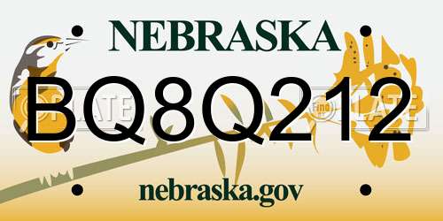 BQ8Q212 Nebraska License Plate