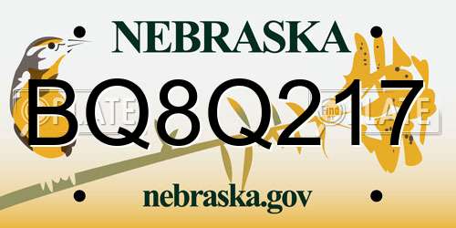 BQ8Q217 Nebraska License Plate
